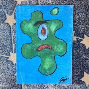 Abstract Green and Blue Creature Canvas Art